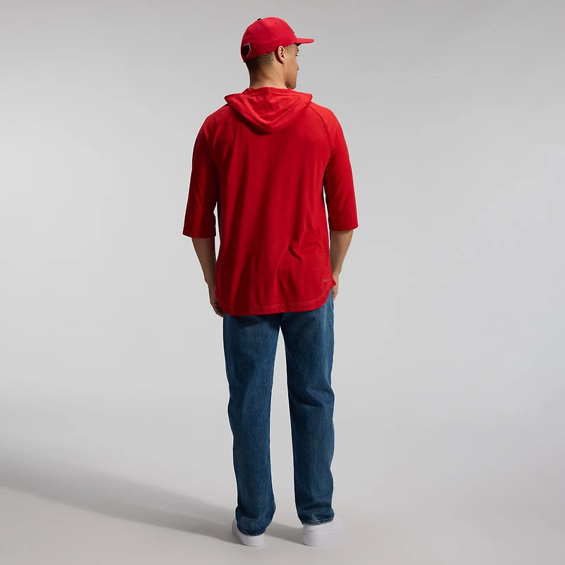 Men's Nike Gray Los Angeles Angels Authentic Collection Flux Dri-FIT Raglan 3/4-Sleeve Hooded T-Shirt