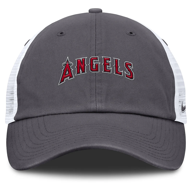 Men's Nike Gray Los Angeles Angels Wordmark Club Adjustable Trucker Hat