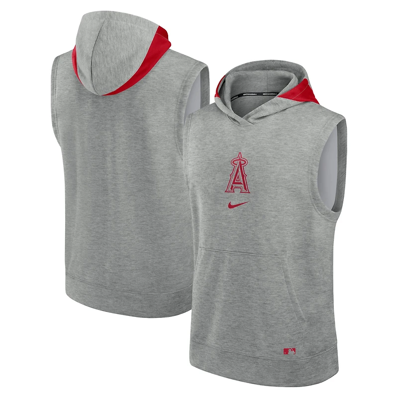 Sweat à capuche sans manches Nike gris chiné Los Angeles Angels Authentic Collection Early Work Dri-FIT pour homme