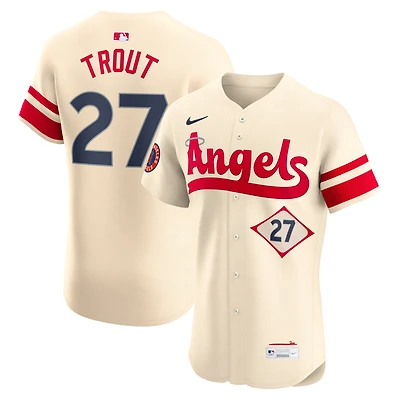 Maillot Nike Mike Trout crème pour homme des Los Angeles Angels City Connect Elite Player
