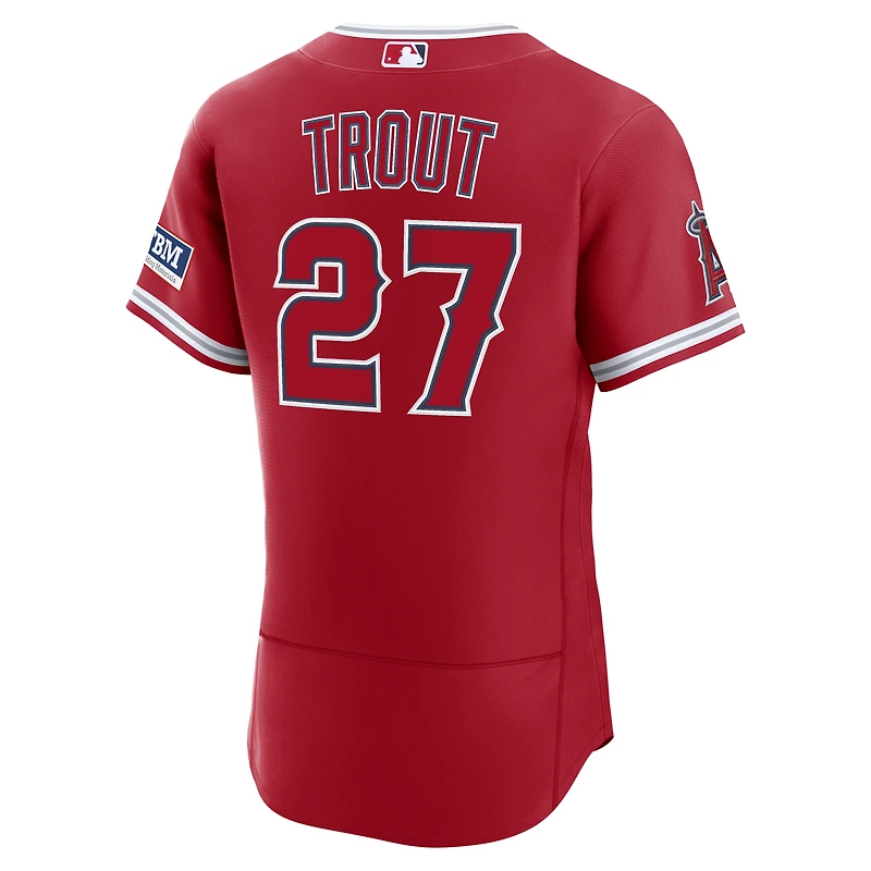 Men's Nike Mike Trout Red Los Angeles Angels Alternate Authentic Sponsor Patch Jersey