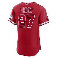 Men's Nike Mike Trout Red Los Angeles Angels Alternate Authentic Sponsor Patch Jersey