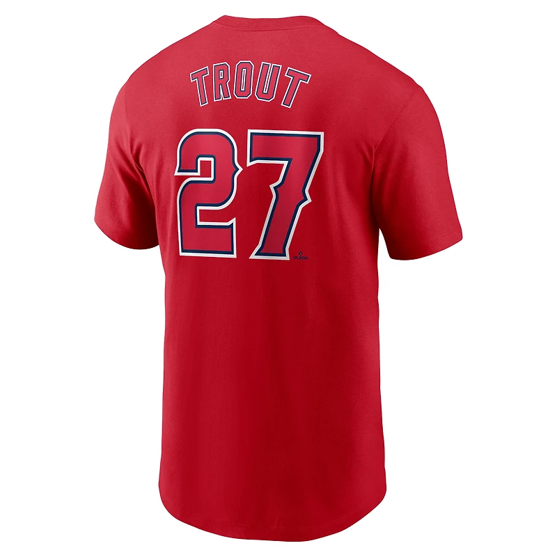 T-shirt avec nom et numéro Nike Mike Trout pour hommes, rouge, Los Angeles Angels Fuse