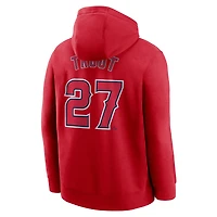 Men's Nike Mike Trout Red Los Angeles Angels Player Name & Number Club Pullover Hoodie