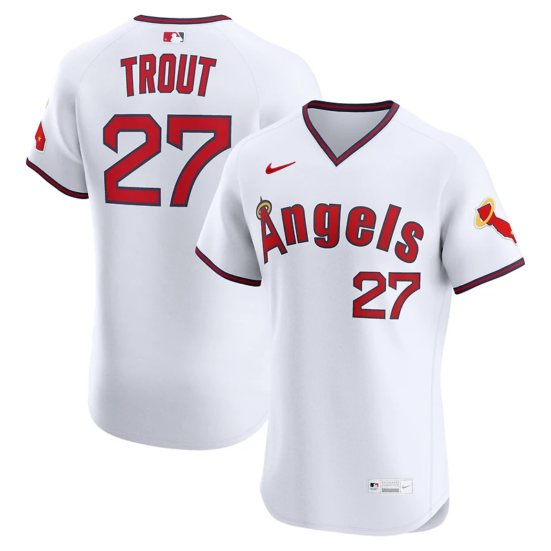Maillot Nike Mike Trout blanc Alternate 2 Elite des Los Angeles Angels pour homme