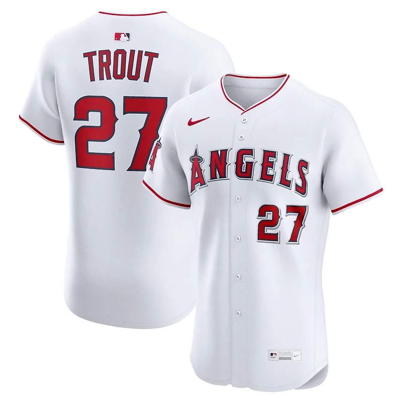Maillot Nike Mike Trout blanc pour homme des Los Angeles Angels, domicile, élite