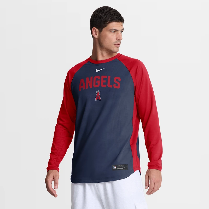 Men's Nike Navy Los Angeles Angels Authentic Collection Raglan Dri-FIT Sweatshirt