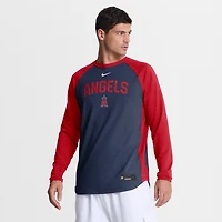 Men's Nike Navy Los Angeles Angels Authentic Collection Raglan Dri-FIT Sweatshirt