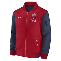 Men's Nike Red/Navy Los Angeles Angels Authentic Collection Dugout Relaxed Full-Zip Bomber Jacket