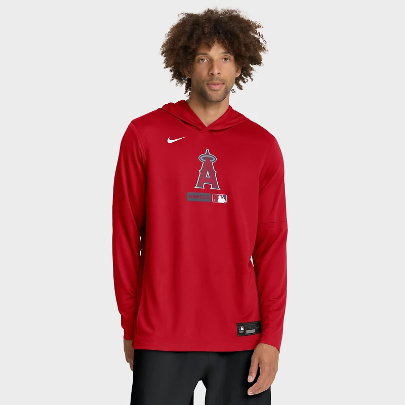 Men's Nike Red Los Angeles Angels Authentic Collection Dri-FIT Long Sleeve Hooded T-Shirt