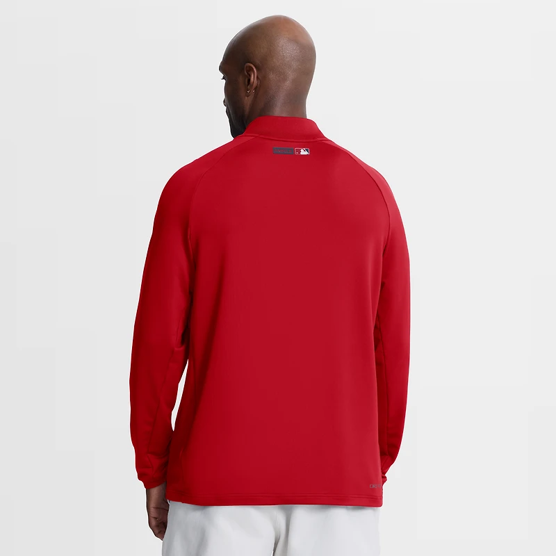 Pull Nike Dri-FIT raglan demi-zip pour homme, collection authentique Los Angeles Angels, rouge.