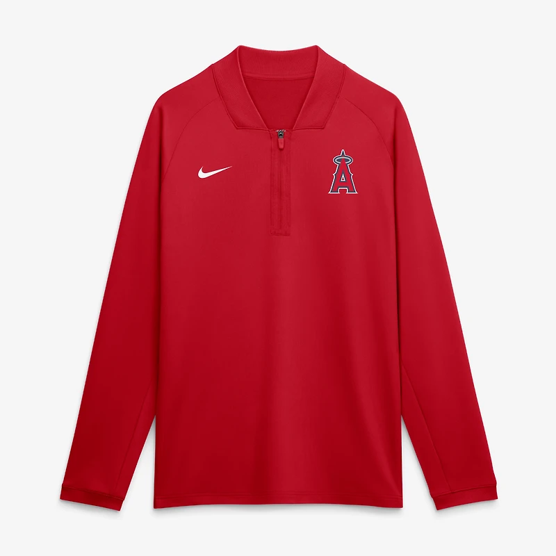 Men's Nike Red Los Angeles Angels Authentic Collection Dri-FIT Raglan Half-Zip Pullover