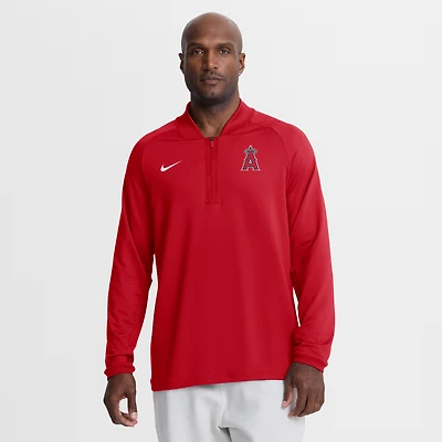 Pull Nike Dri-FIT raglan demi-zip pour homme, collection authentique Los Angeles Angels, rouge.