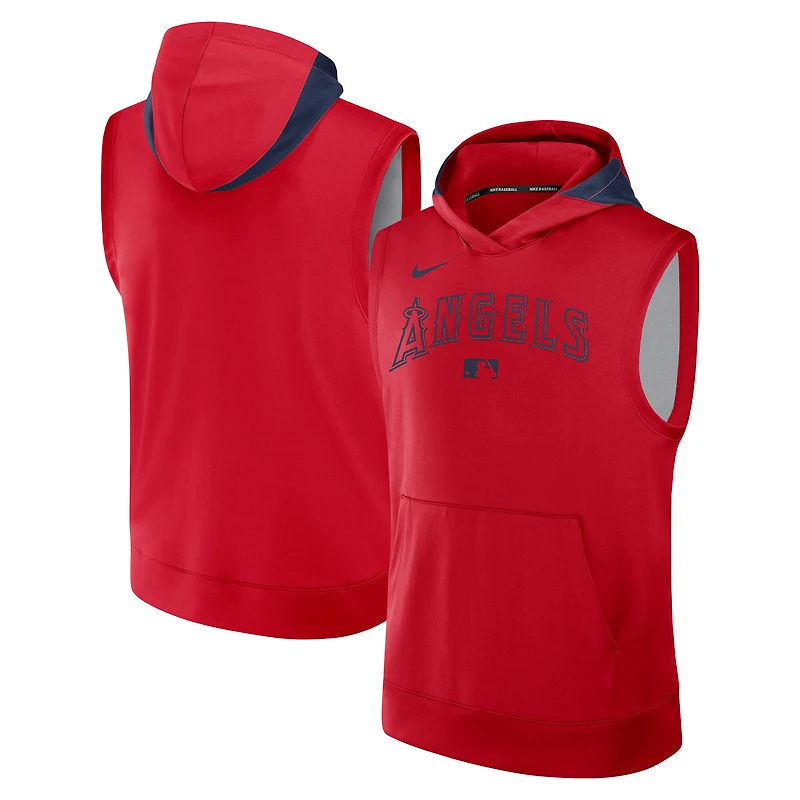 Men's Nike Red Los Angeles Angels Authentic Collection Dri-FIT Sleeveless Hoodie