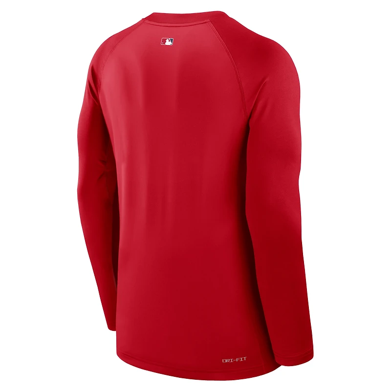 Men's Nike Red Los Angeles Angels Authentic Collection Game Time Raglan Dri-FIT Long Sleeve T-Shirt