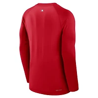 Men's Nike Red Los Angeles Angels Authentic Collection Game Time Raglan Dri-FIT Long Sleeve T-Shirt