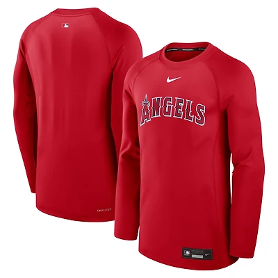 T-shirt à manches longues Nike rouge Los Angeles Angels Authentic Collection Game Time Raglan Dri-FIT pour homme