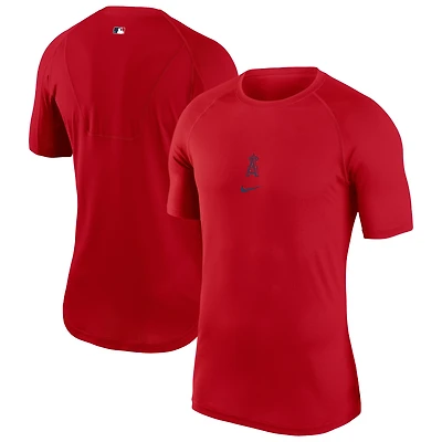 T-shirt raglan Nike rouge pour homme de la collection authentique Los Angeles Angels