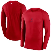 Men's Nike Red Los Angeles Angels Authentic Collection Raglan Long Sleeve T-Shirt