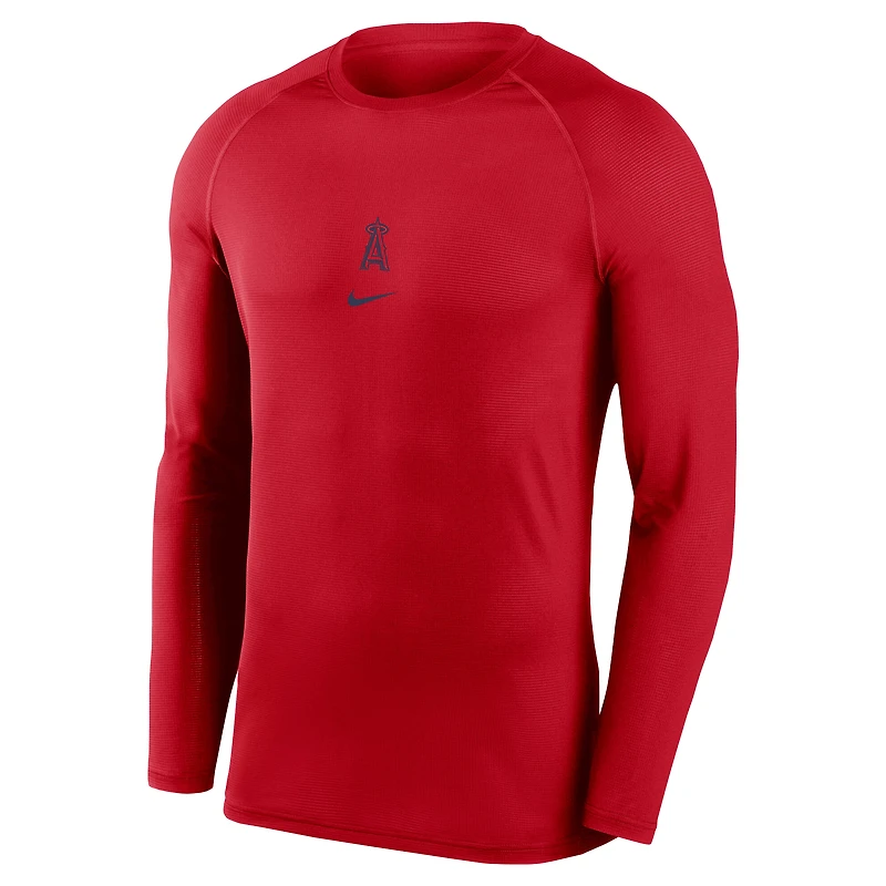 Men's Nike Red Los Angeles Angels Authentic Collection Raglan Long Sleeve T-Shirt