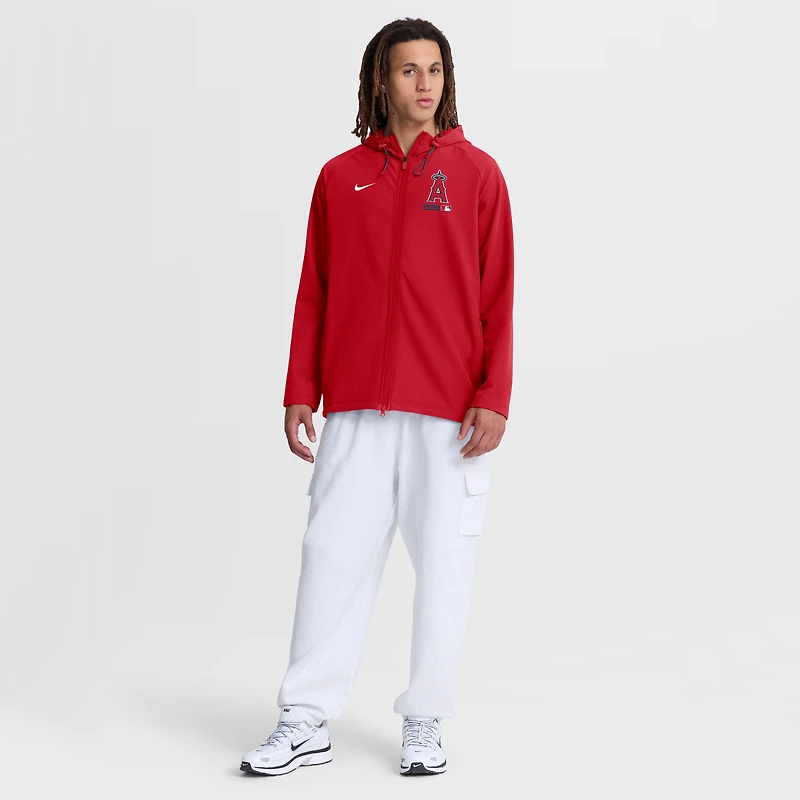 Veste à capuche zippée intégrale Nike Authentic Collection rouge Los Angeles Angels pour homme
