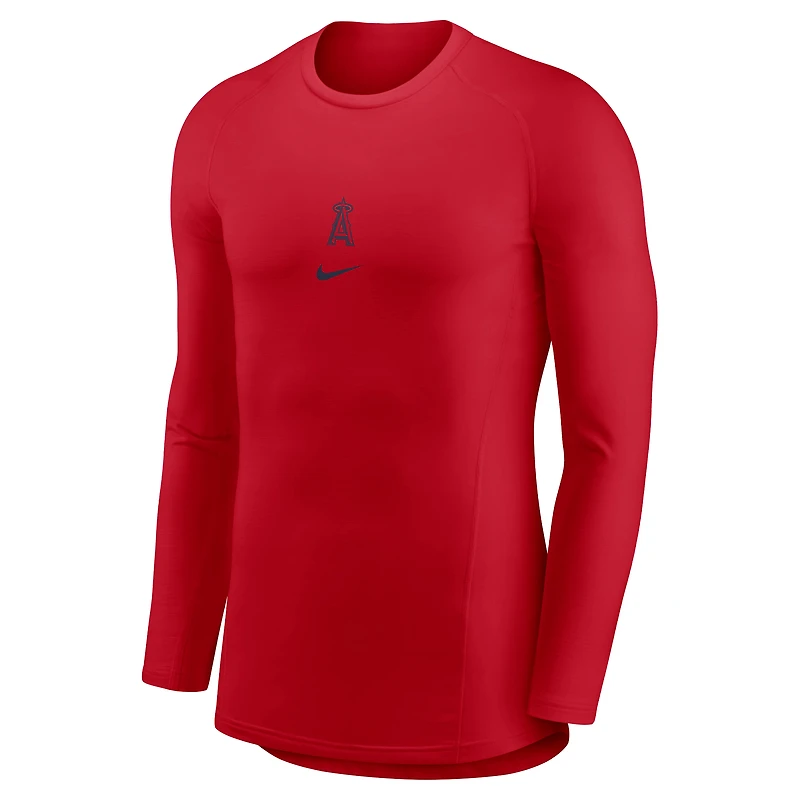 T-shirt de performance à manches longues raglan Nike rouge Los Angeles Angels pour homme