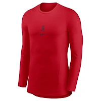 T-shirt de performance à manches longues raglan Nike rouge Los Angeles Angels pour homme