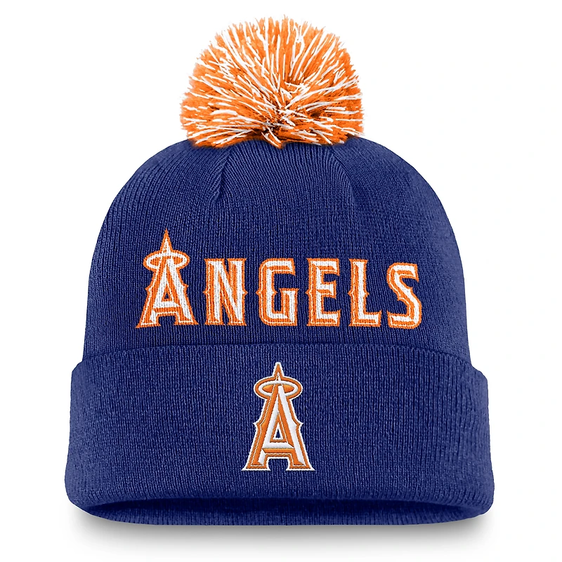 Men's Nike  Royal Los Angeles Angels Peak Cuffed Knit Hat with Pom