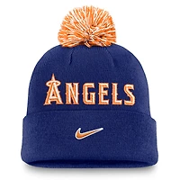 Men's Nike  Royal Los Angeles Angels Peak Cuffed Knit Hat with Pom