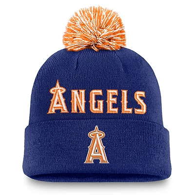 Men's Nike  Royal Los Angeles Angels Peak Cuffed Knit Hat with Pom
