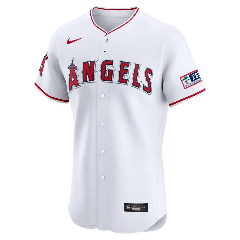 Maillot domicile Nike Elite Patch blanc Los Angeles Angels pour homme