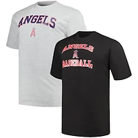 T-shirt Los Angeles Angels Big & Tall Profile noir/gris chiné pour homme