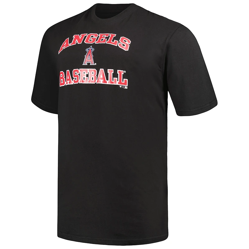 T-shirt Los Angeles Angels Big & Tall Profile noir/gris chiné pour homme