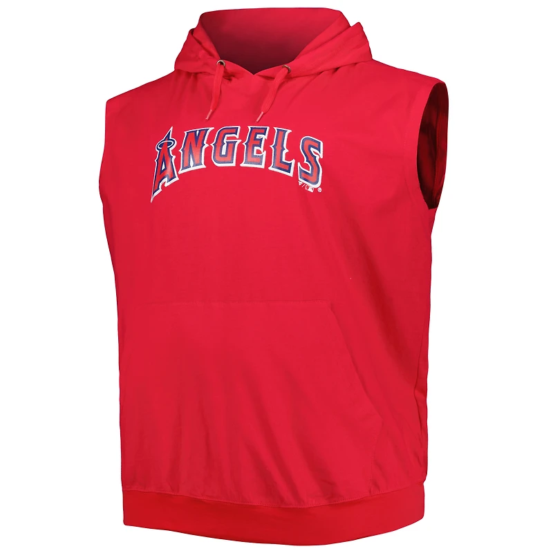 Sweat à capuche pullover muscle en jersey Los Angeles Angels rouge pour homme