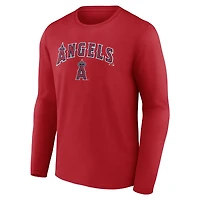 Men's  Red Los Angeles Angels Team Lockup Long Sleeve T-Shirt