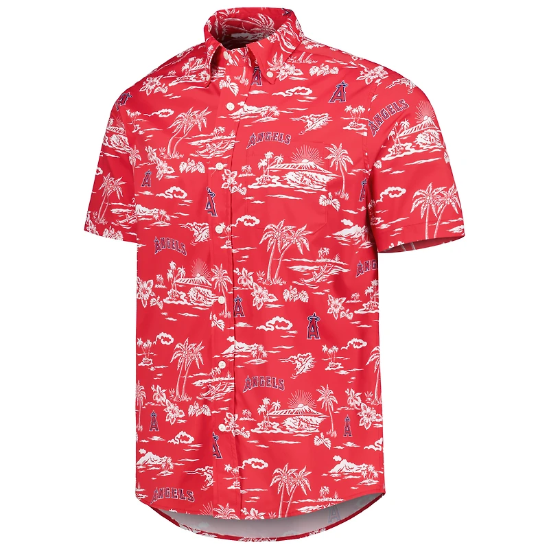 Chemise boutonnée rouge Kekai Performance pour homme des Los Angeles Angels de Reyn Spooner