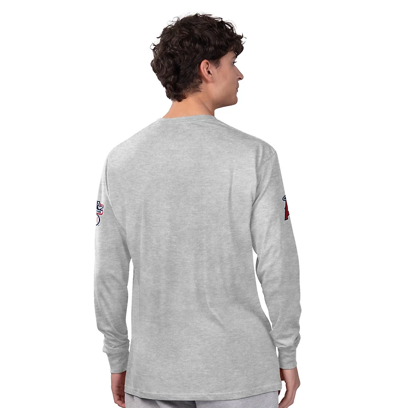 Men's Starter  Heather Gray/Red Los Angeles Angels Two-Pack Long Sleeve & Short T-Shirt Set