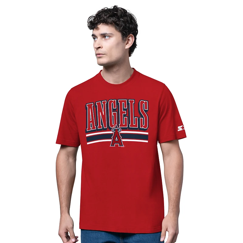Men's Starter  Heather Gray/Red Los Angeles Angels Two-Pack Long Sleeve & Short T-Shirt Set