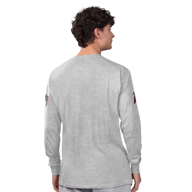 Ensemble de deux t-shirts à manches longues et courtes Starter pour homme, gris chiné/rouge, Los Angeles Angels