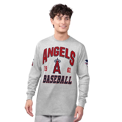 Men's Starter  Heather Gray/Red Los Angeles Angels Two-Pack Long Sleeve & Short T-Shirt Set