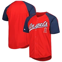 Maillot Los Angeles Angels à manches raglan boutonnées rouge pour homme