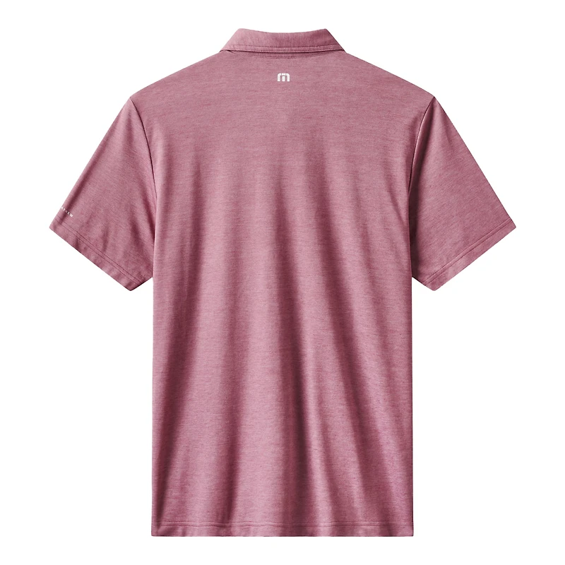 Men's TravisMathew Heather Red Los Angeles Angels Playoff Pitch Tri-Blend Polo