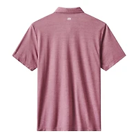 Men's TravisMathew Heather Red Los Angeles Angels Playoff Pitch Tri-Blend Polo