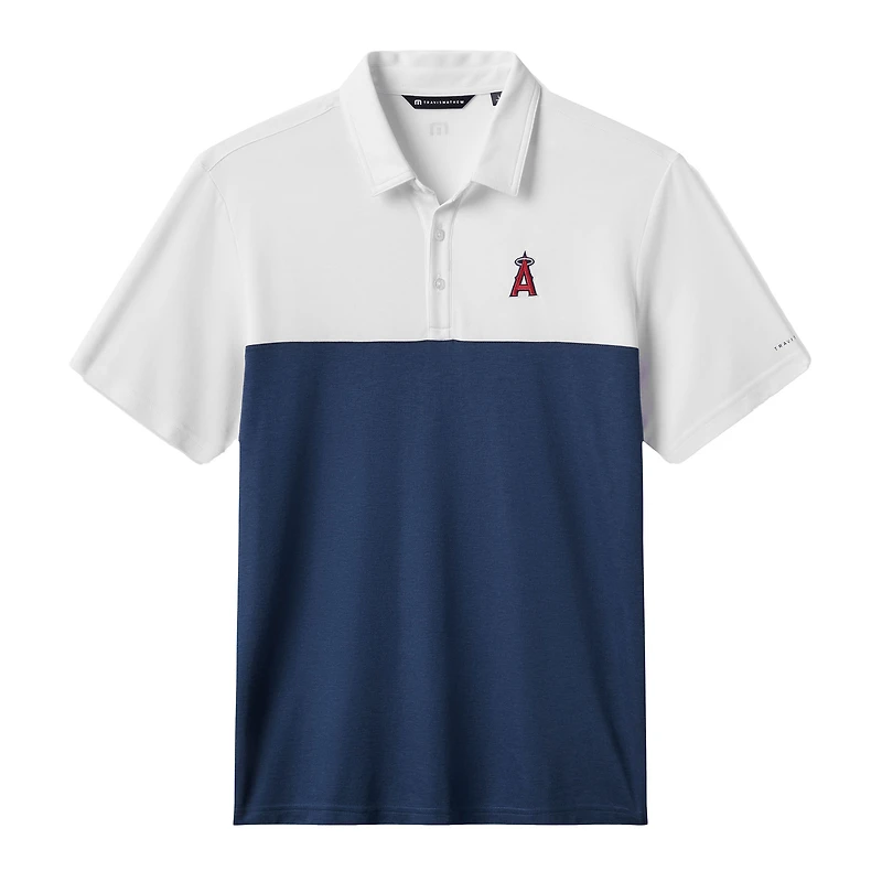 Polo tri-blend blanc/bleu marine TravisMathew des Los Angeles Angels Home Run Leader pour homme