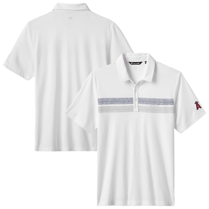Men's TravisMathew White Los Angeles Angels Top Recruit Tri-Blend Polo