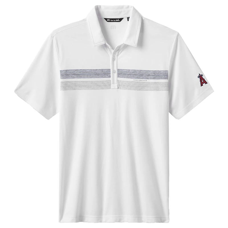 Men's TravisMathew White Los Angeles Angels Top Recruit Tri-Blend Polo