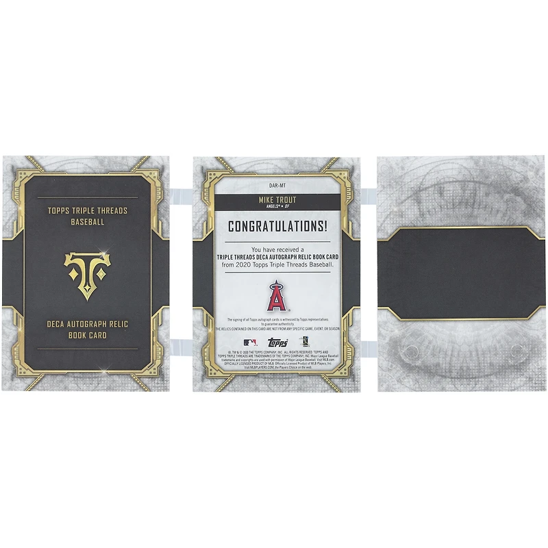 Livret de reliques décalcomanies Topps Triple Threads 2020 autographié par Mike Trout des Los Angeles Angels #DAR-MT #5/10