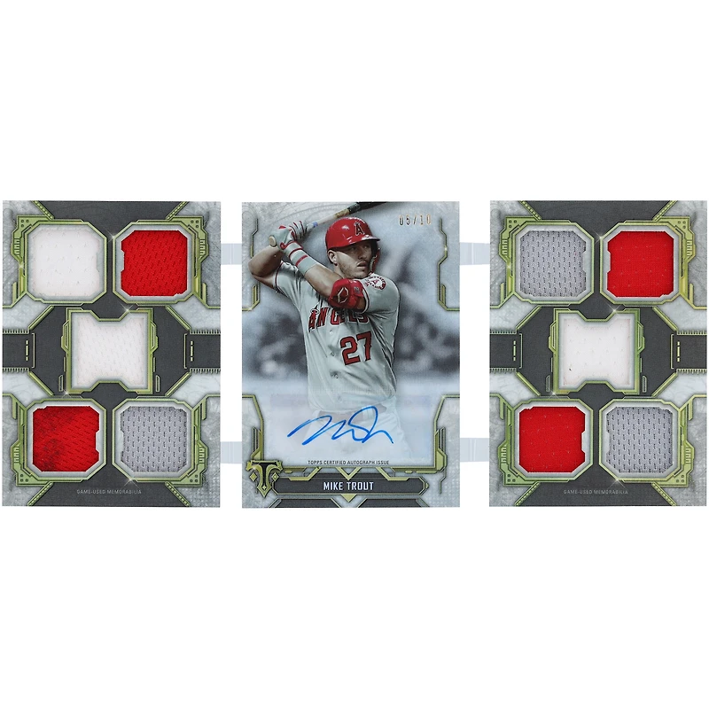Livret de reliques décalcomanies Topps Triple Threads 2020 autographié par Mike Trout des Los Angeles Angels #DAR-MT #5/10