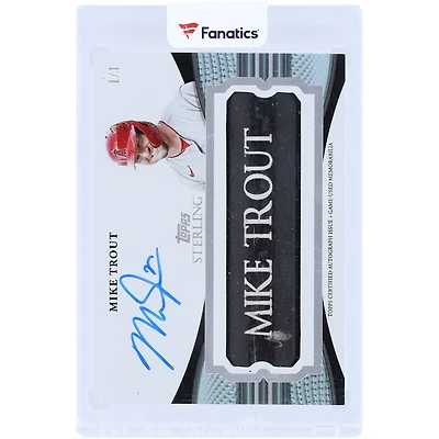 Mike Trout Los Angeles Angels Autographed 2023 Topps Sterling Game Used Nameplate Bat Barrel #ABN-MT #1/1 Card