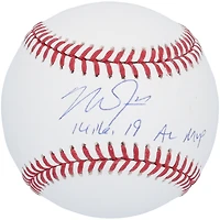Baseball autographié par Mike Trout des Los Angeles Angels avec l'inscription « 14,16,19 AL MVP »